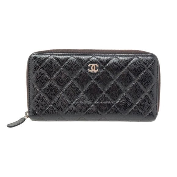 CHANEL Handbags - Authentic Chanel Black Caviar Skin Zippy Wallet